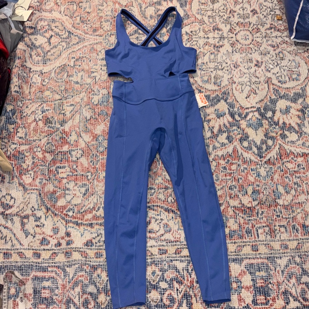 Free People Movement Back It Up Onesie in Pool Blue SZ XS NWT - Picture 2 of 4